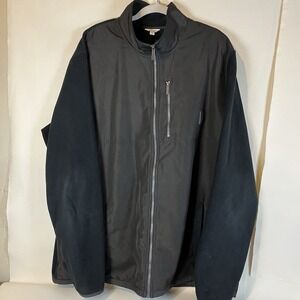 Calvin Klein Fleece Jacket Mens Size 2X Black Dark Brown Full Zip Long Sleeves‎